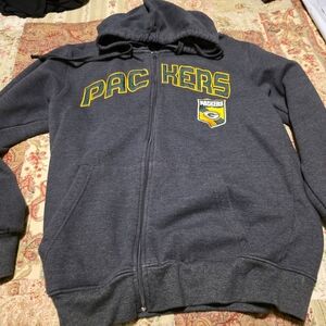 NFL Packers Charcoal Zip-Up Hoodie with Yellow Accents